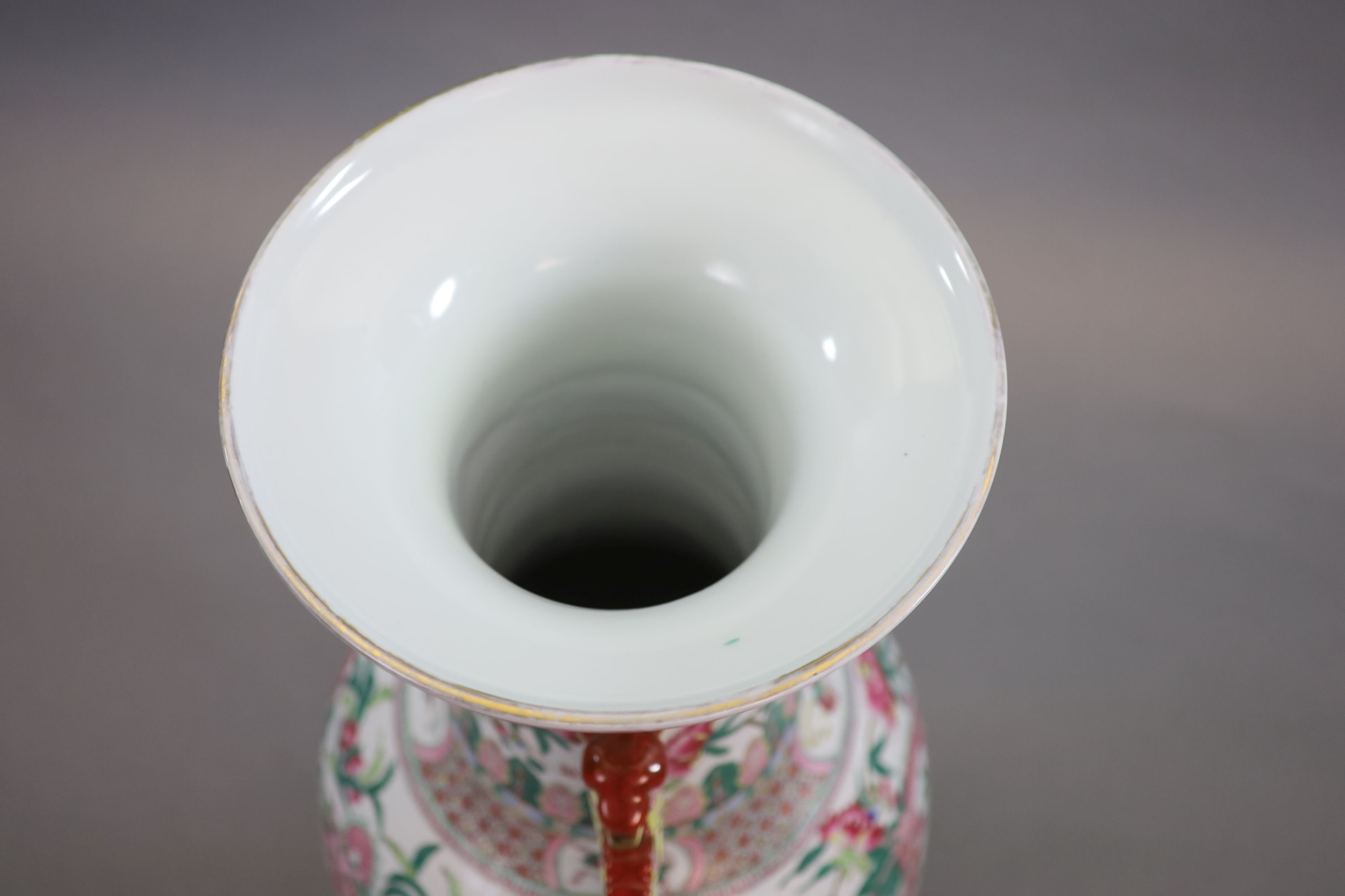 A massive Chinese famille rose 'dragon and phoenix' vase, 20th century, 91cm high